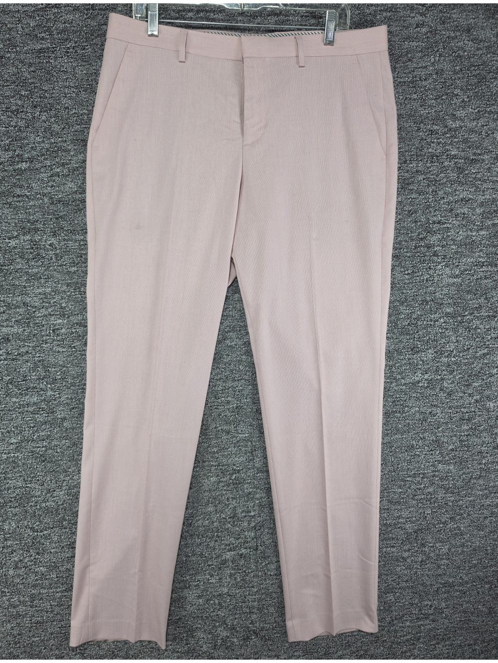 Express Men's Slim Flat Front Tapered Pink Dress Pants Stretch Twill 33W